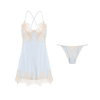 European And American Style Embroidery Stitching Satin Suspender Nightdress
