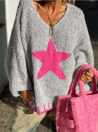Casual Loose Loop Yarn V-neck Women's Sweater