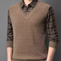 Men's Fleece-lined Thickened Knitting Sweater Bottoming Shirt