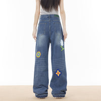 Washed Loose Wide-leg Jeans For Men And Women