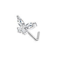 Peach Heart Butterfly With Zircon Stainless Steel Piercing Nose Ring
