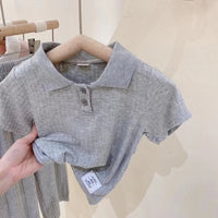Children's Short-sleeved Wide-leg Pants Two-piece Set