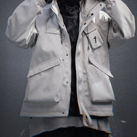 Mechanical Style Multi-pocket Loose Casual Hooded Jacket