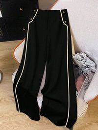 High-waisted Slimming Button-front Versatile Wide-leg Pants For Women