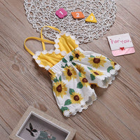 Children's Clothing Girls Baby Jumpsuits Children Sunflower Sling Lace Jumpsuit