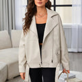 European And American Style Washed PU Leather Jacket Women
