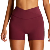 Nude Feel Cross High Waist Yoga Shorts Women's Tight Sports And Fitness Shorts