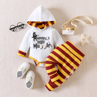 Long Sleeve Hooded Top Striped Trousers Rompers Jumpsuit Suit