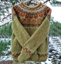 Round Neck Color Block Loose Fashionable Pullover Sweater