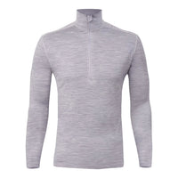Gray Shell Quick-Dry Half-Zip Mens Outdoor Wool Long-Sleeve