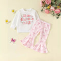 Letter Print Sweatshirt Bell-bottom Pants Suit