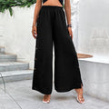 Black Wide-leg Split Pants For Women Loose-fitting For Summer