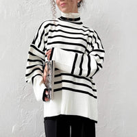 New High-neck Pullover Knit Sweater A Versatile, Relaxed-fit Design