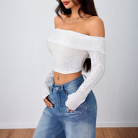 Sweet And Spicy Off-the-shoulder Women's T-shirt Short Crop Top
