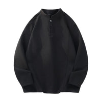American Style Henry Collar Sweatshirt Long Sleeve Women's Base Layer