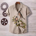 Comfortable Four-Way Stretch Wave-Print Short-Sleeve Cuban-Neck Shirt