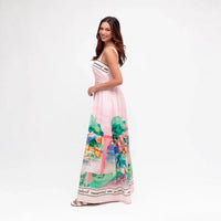 Fashionable And Elegant Linen Slip Dress In A Resort Style