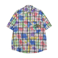 Tie Dye Short Sleeve Plaid Shirt Men