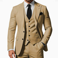 Men's Solid Color Business Jacket Vest Pants Set