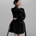 Women's Black Fox Fur Double-faced Cashmere Elegant Short Coat