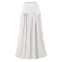 Womens Cotton Pocketed Skirt High-Waisted Elasticated Back Long Dress