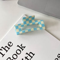 Color Acetate Checkerboard Grab Clip Net Red Temperament