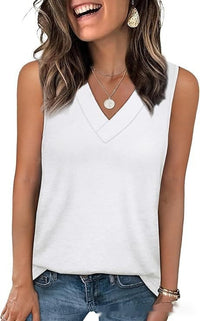 V-neck Casual Loose-fit Sleeveless Shirt