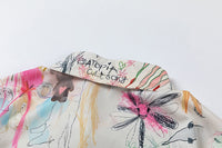 Full Printed Graffiti Loose Short Sleeve Shirt Men