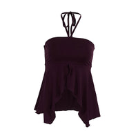 Sexy Retro Brown Halterneck Suspender Slit Camisole