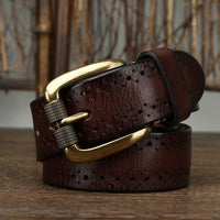 Hollowed-out First-layer Cowhide Pin-buckle Belt For Mengenuine Leather Belt For Jeans