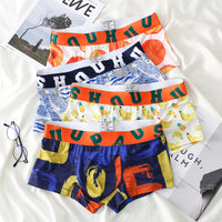 Printed Ice Silk Men's Four Seasons Sexy And Breathable Boxers