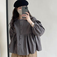 Spring And Autumn Japanese Style Long Sleeve Blouse Women's Loose Casual