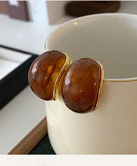 2026 Trendy Maillard Aesthetic Earrings, Natural Wood Amber Resin Gold Knot Drop Earrings, Retro Lightweight Dangle Earrings For Daily Commute Party