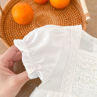 Infants And Children Baby Girls Lace Bubble Short-sleeved Jumpsuit
