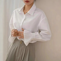 Women's Long-Sleeve Shirt With Ruffled Cuffs