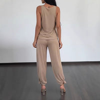 Womens Home Fitness Two-Piece Set Tank Top And Wide-Leg Pants