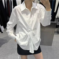 Irregularly Tied Waist Loose Casual Shirt
