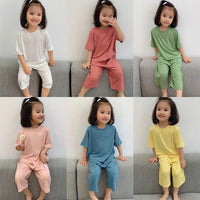 Children's Modal Loose Solid Color Pajamas Homewear Set