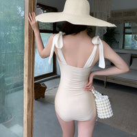 Summer Beach Bow Strap Triangle One Piece Swimsuit