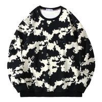 Men's Striped Round Neck Sweater Fleece-lined Thickened