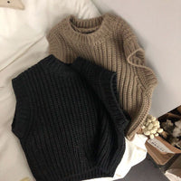 Children's Thick Stripe Thickened Wool Vest Pullover Sweater For Boys And Girls