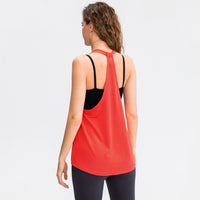 Women's Yoga Workout Blouse Loose Running Top Quick-dry Vest
