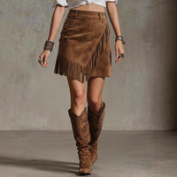 Womens Retro Western-Style Suede-Like Casual Skirt