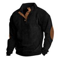 Men's Casual Stand-up Collar Long Sleeve Ribbed Corduroy Sweatshirt