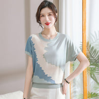 Knitted Western-style Short-sleeve T-shirt For Middle-aged And Elderly Elegant