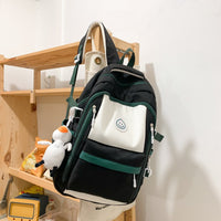 Fashion Color Matching Backpack Ins Simple Korean Version Schoolbags Junior High School College Students Bags