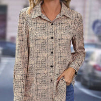 Casual Womens Mid Length Long Sleeve Printed Blouse