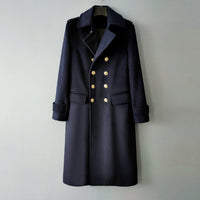 Double-breasted Lengthened Wool Tweed Jacket Men
