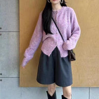 Sweet Loose-Fitting Slimming Round-Neck Knitted Top For Women