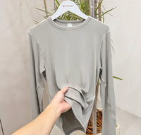 Slim Fit Slimming Round Neck Base Yoga Exercise Top Women